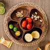 With 5 Dining Grids Food Serving Tray Solid Wood Dried Fruit Plate Perfect Snack Plate  Party