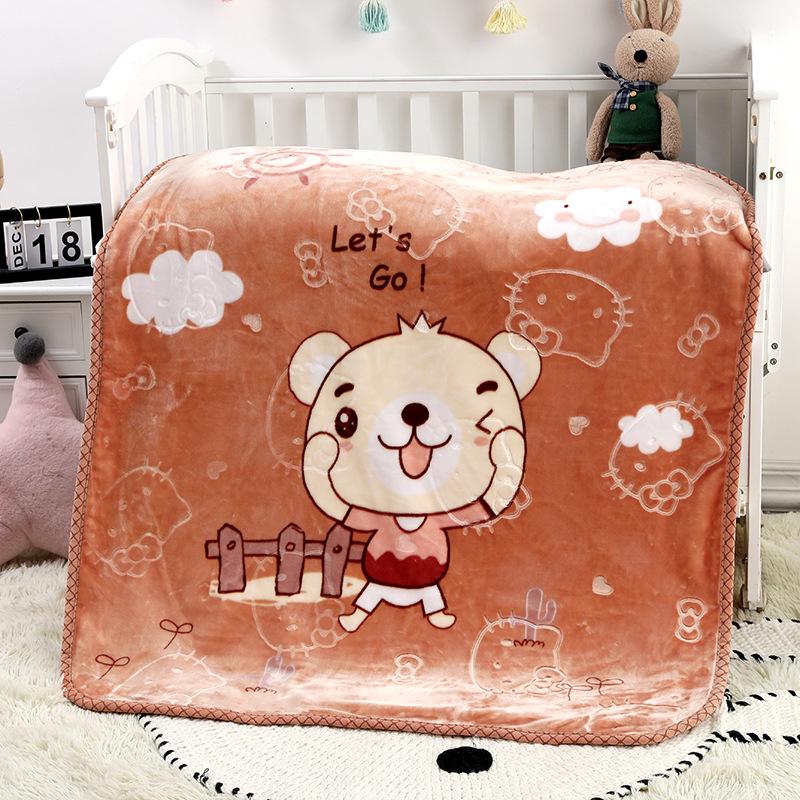 Thickened Newborn Baby Blanket - Double-Layer Raschel Cartoon for Autumn/Winter