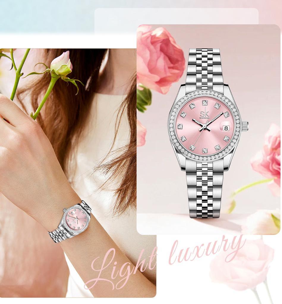 Elegant Women's Waterproof Zircon Quartz Watch - Luxury Style for Students