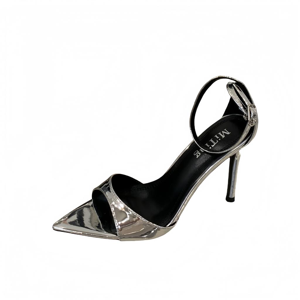 Sandals Summer Ankle Strap Thin HeelFeel Summer Sexy Open Toe Outdoor Wear Silver High Heel