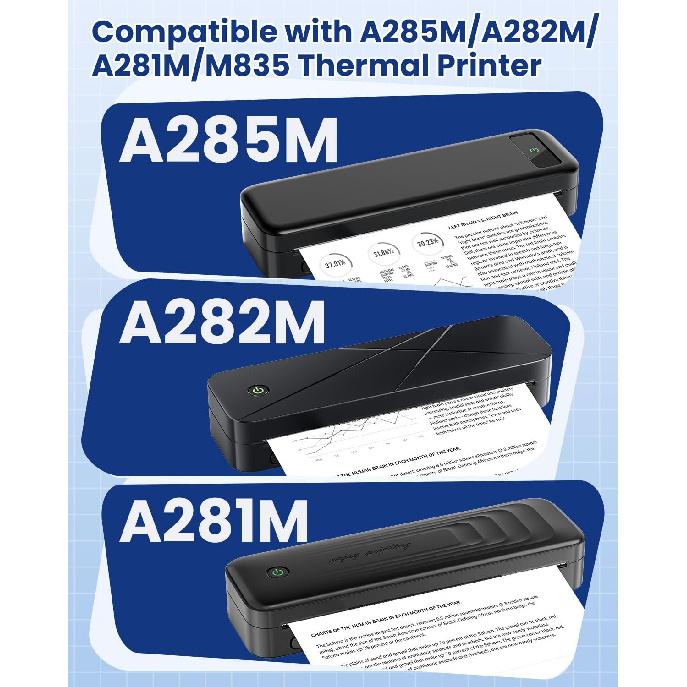 Thermal Paper 8.5" x 11" US Letter Size, 4 Rolls Quick-Dry Thermal Printer Paper, Compatible with A285M A282M A281M M835 M834 M832 Portable Printer