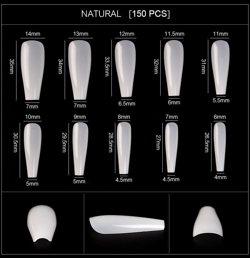 kads 500pcs False Nail Tips Ballerina 3 Colors/Box Nail Coffin Shaped Tips Long Full Cover Fake Nails Art Manicure 10 Size Clear