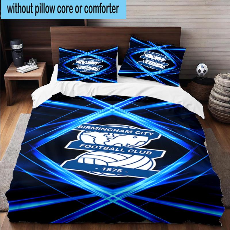 3pcs Birming-ham Football Club Printed Bedding Set Duvet Cover Closure Includes 1 Duvet Cover & 2 Pillowcases Bedding Sets Home Decor Gifts