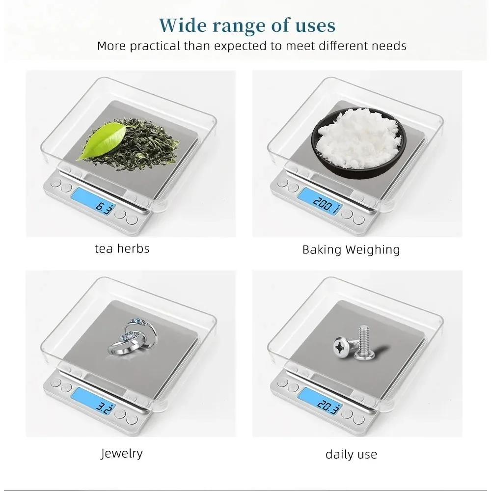 Kitchen Measuring Tools 3000g Mini Pocket Digital Scale Electronics Jewelry Stainless Steel Gold Precision Scales Dining Bar