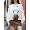 Vintage Horn Button Knit Cardigan Women Casual Button Up Loose Sweater Coat for Fall Winter Daily Wear Shopping Party Street Fashion