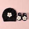 Elastic Infant Turban Hat Breathable Fetal Caps & Matching Socks Set Stylish Girls Clothing Accessories for Baby