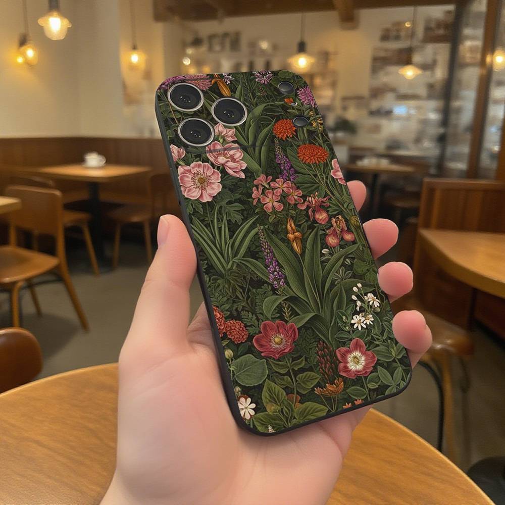 

William Morris Phone Case For iPhone 17,16,15,14,13,12,11,Pro,Max,Plus Black Shockproof Soft Cover iPhone17promax