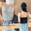 European Style Colorful Sequin Slim-Fit Bandage Camisole Vest for Women