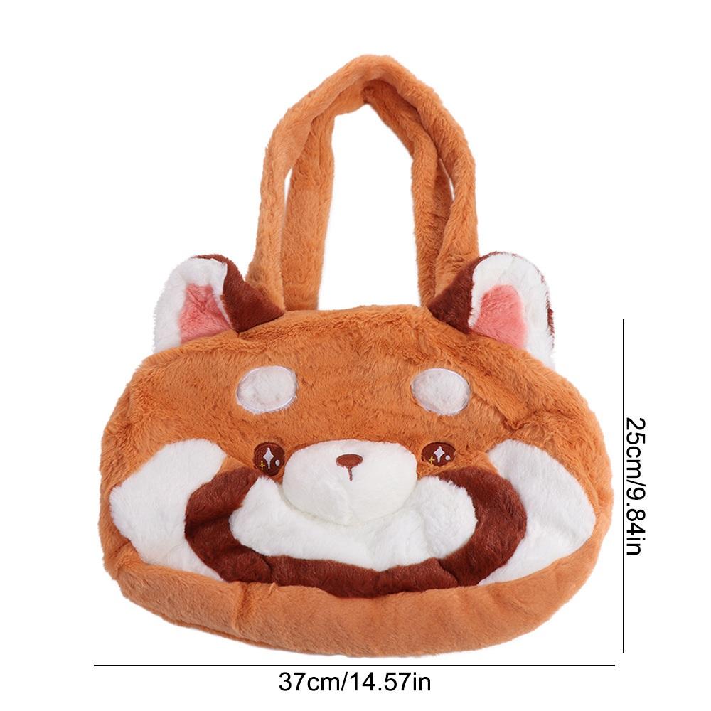 Embroidery Animal Shoulder Bag Cute Red Panda Handbag Lovely Red Panda Plush Bag Girls