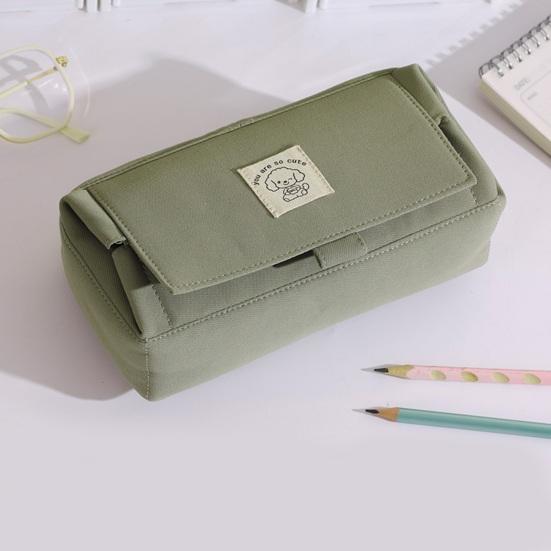Canvas Pencil Case Double Layer Waterproof Stationery Bag Student Pencil Organizer for School Office Travel Cosmetic Bag