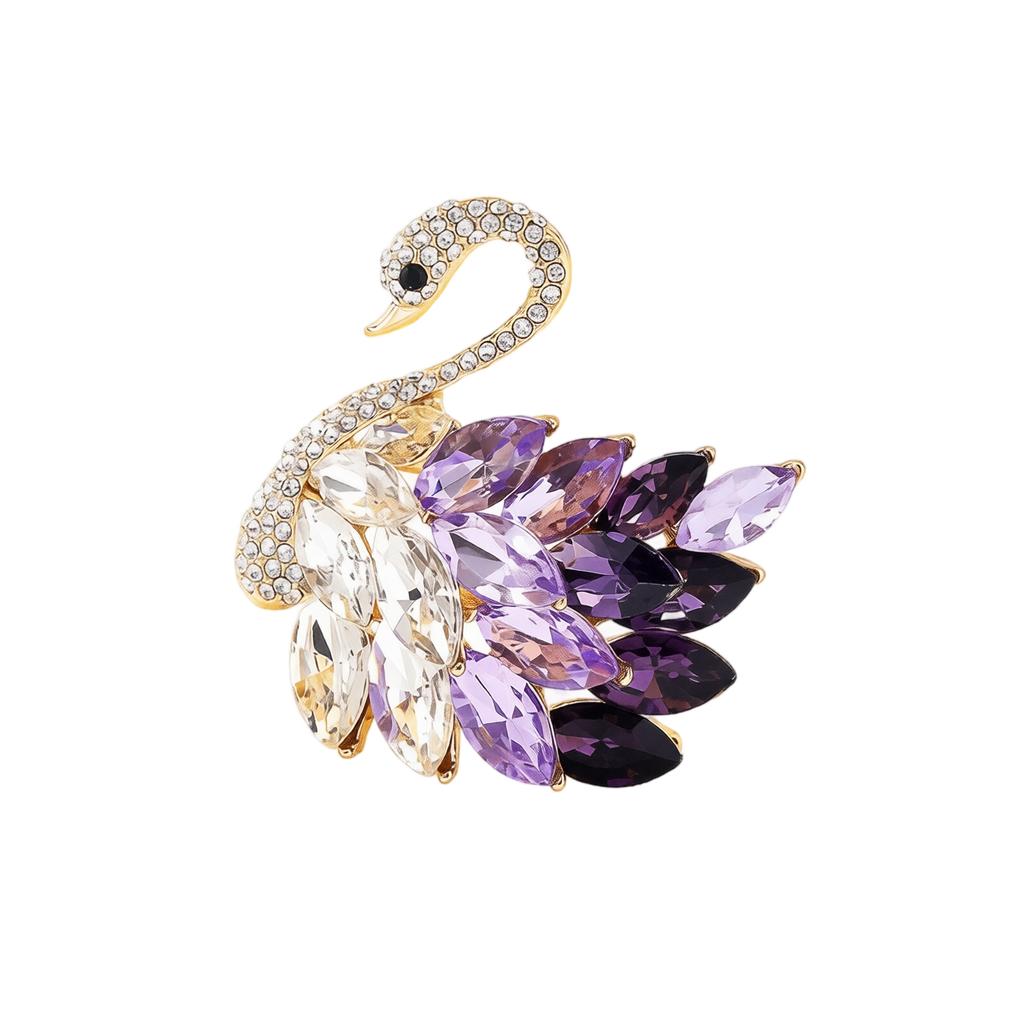 Spilla a forma di cigno Spilla con strass Stile vintage elegante Accessori moda Spilla decorativa per spille da abbigliamento e indumenti