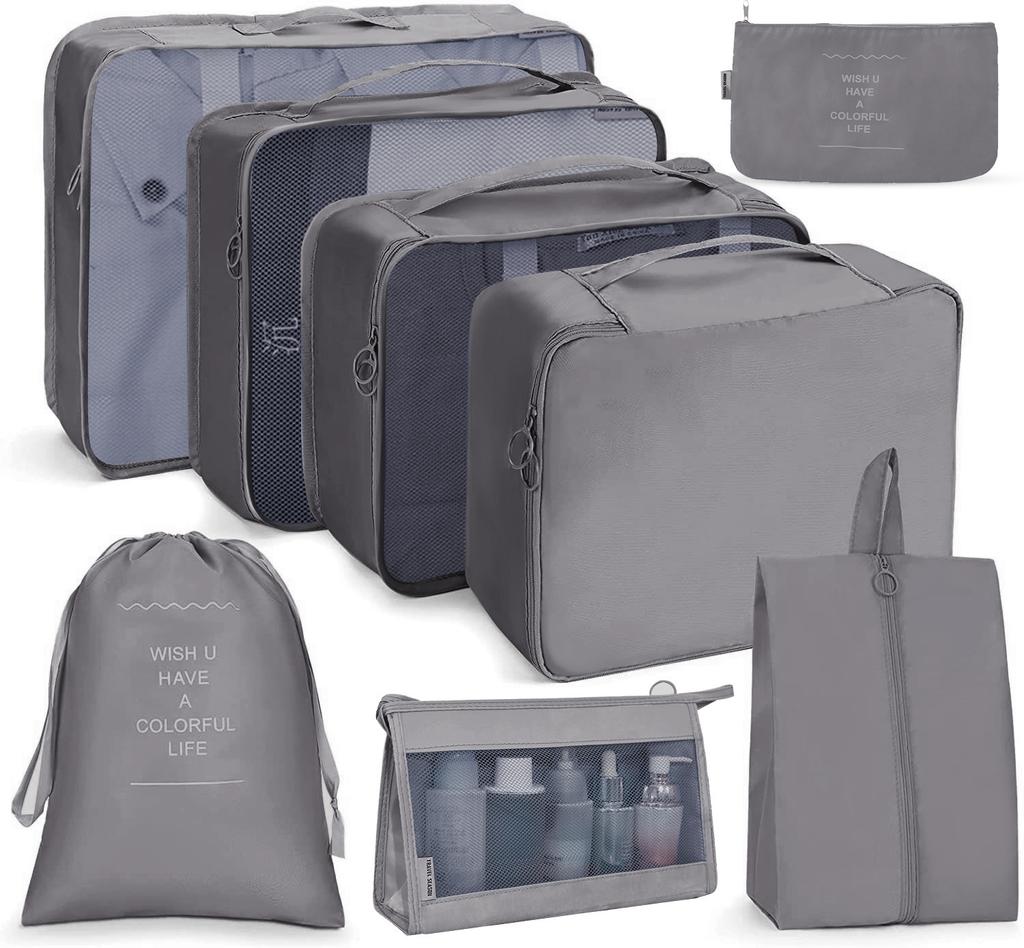 Travel Storage Bag Set Six-Piece Set Seven-Piece Eight-Piece Set Folding Toilet Bag Clothes Storage Bag Bundle Travel Bag