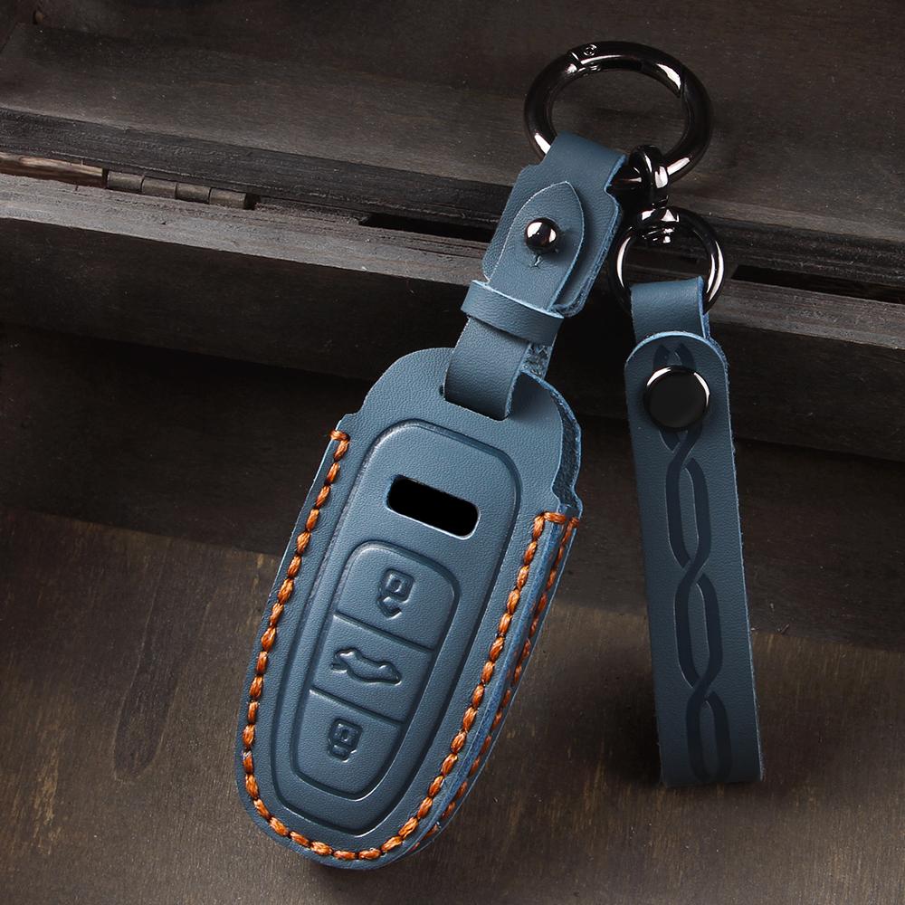 Leather Car Key Case Cover for A3 A4 B9 A6 C8 A7 S7 4K A8 D5 S8 Q7 Q8 SQ8 E-tron 2018 2019 2020 2021 2022 2023