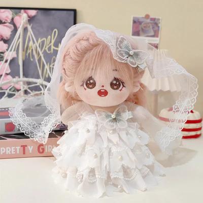 20cm Doll Clothes Wedding Bride Clothes Dress for Star Cotton Dolls Accessories White Gauze Skirt Collection Doll Toy