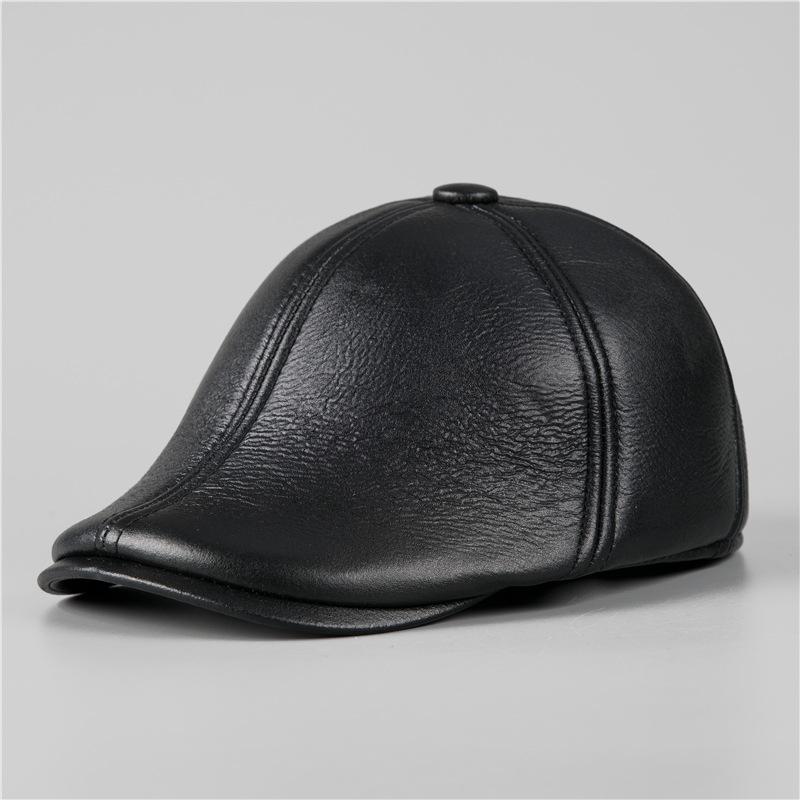 

Hat Men s Winter Ear Protectors Thickened Thermal Hat Leather Forward Hat Old Outdoor Cap Winter M（56-58cm）