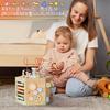 ROBUD Wooden Puzzle Box, Montessori Style, Large Size, Shape Matching Toy, 13 Functional Areas, Fountain Garden Theme, for Children, Shape