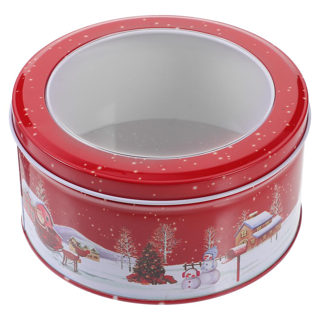 1pc Candy Box Christmas Tinplate Cookie Storage Container Xmas Gift Packaging Sweet Treat Holder Festive Metal Tin Decor