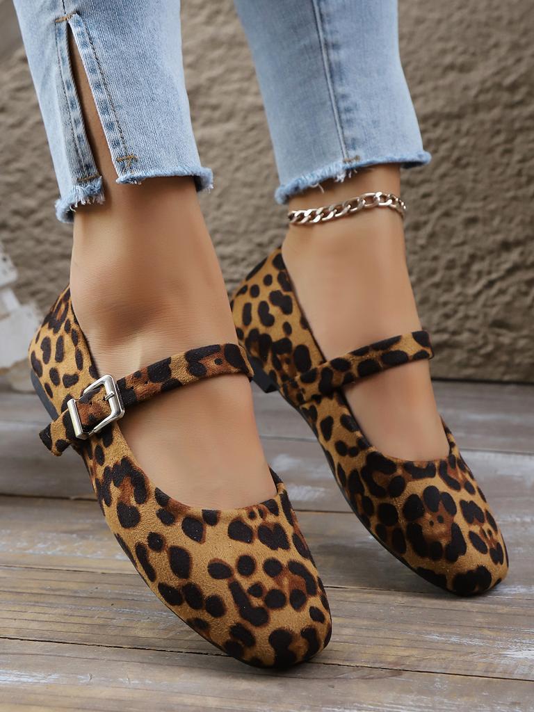 Fashion Autumn New Flat Single Shoes Women's Pointed Head Shallow Mouth Leopard Mesh Splicing Soft Sole Anti-slip Low-top Shoes