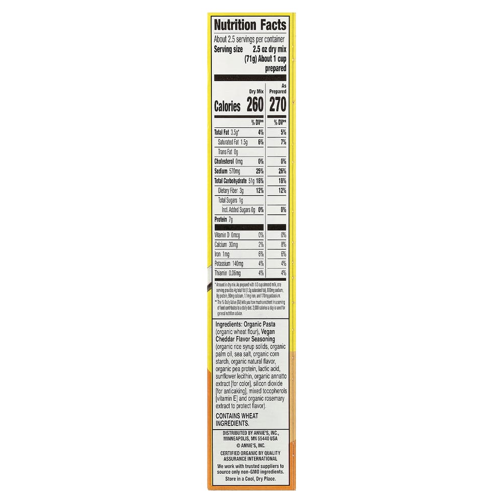 Annies Homegrown Vegan Mac Cheddar Flavor 6 oz (170 g)