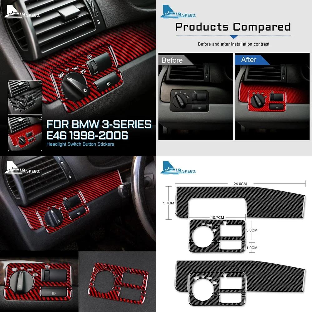 Carbon Fiber Headlight Switch Button Sticker for BMW E46 3 Series 1998-2006 Interior Decor