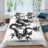 Red Base Black Dragon Print Duvet Cover Set Chinese Dragon Pattern Bedding Sets Full Size Microfiber 2/3 Pieces Comforter Sets