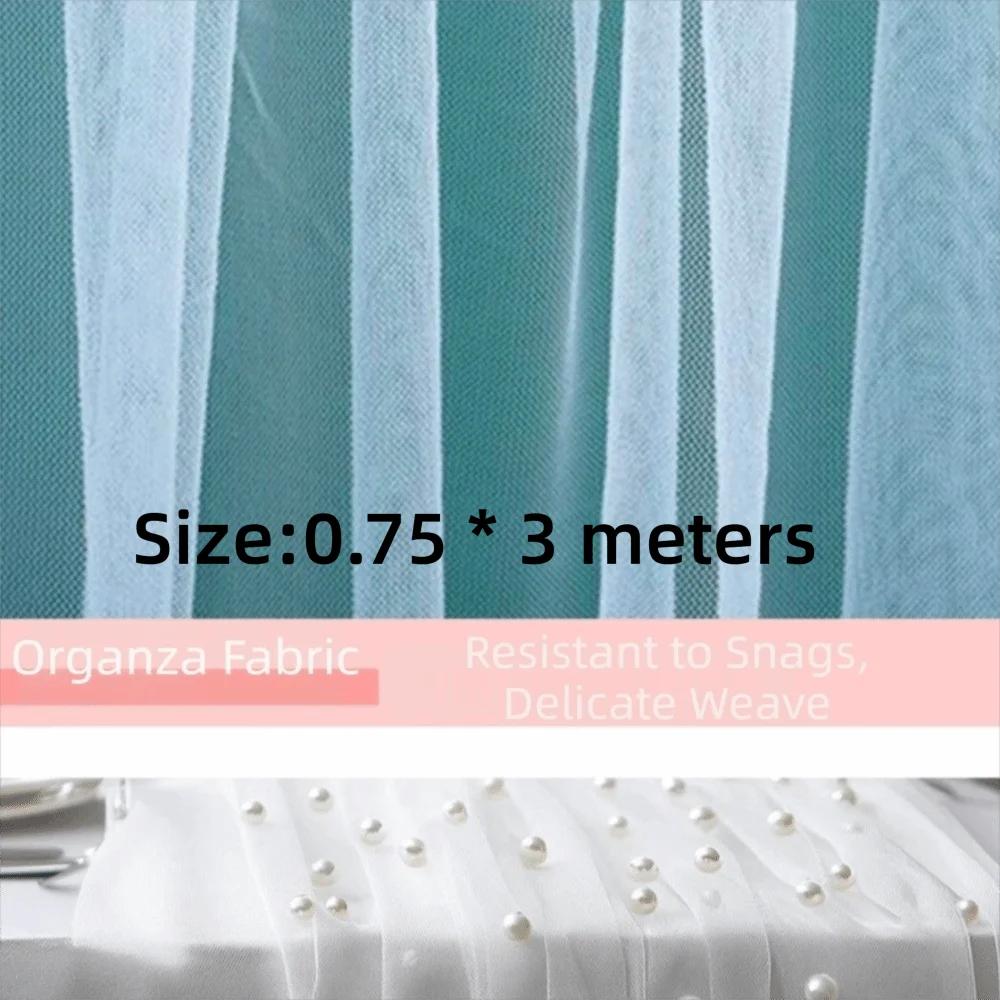 0.75*3M Table Flag Semi Transparent Pearl Tulle Table Runner Gauze Mesh Sheer Drapes Wedding Arch Drapes Wedding Party
