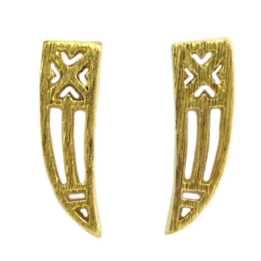 7bis [Q6097] - Boucles artisanales 'Boho' doré - 13x4 mm (dent)