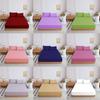 Color Mattress Solid Protector Pillowcase Bedspread Set Home Textile Accessories