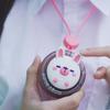 Hanger Fan Mini Portable Round Palm-Sized Fan with Built-in Lanyard Cartoon Animal Design Multi-Speed Adjustable Cooling