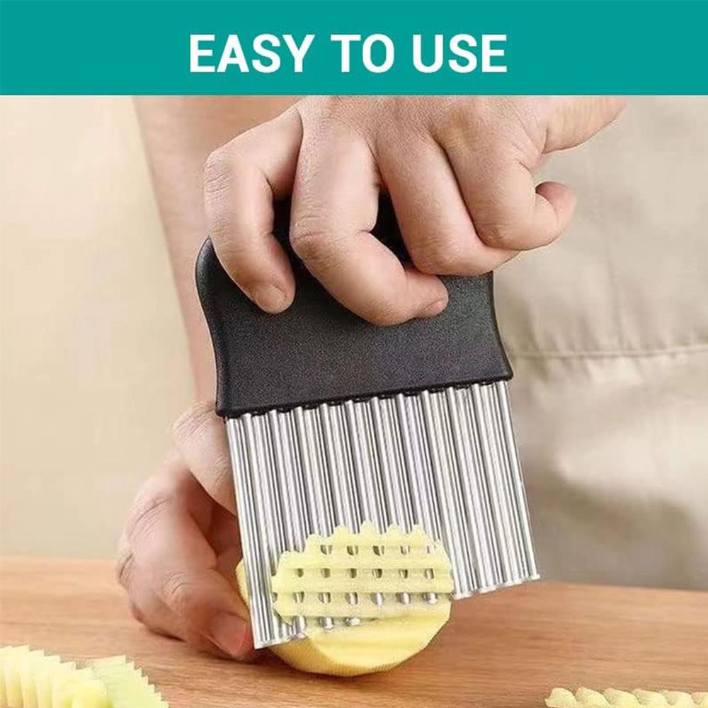 1× Stainless Steel Large Crinkle Cutter Wavy Chopper For French Fry Slicer
