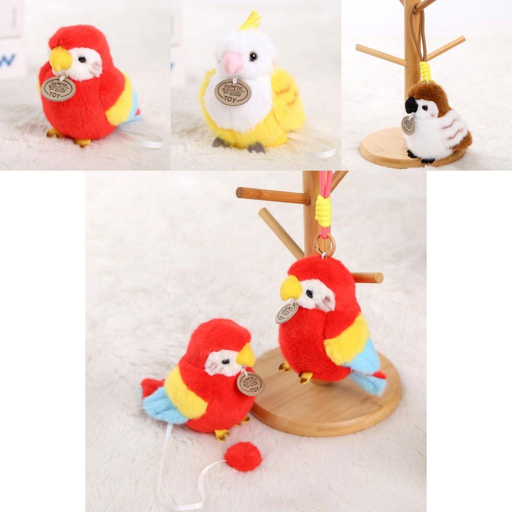 Red Crowned Crane Plush Parrot Keychain With Pp Cotton Filling For Girls And Collectors