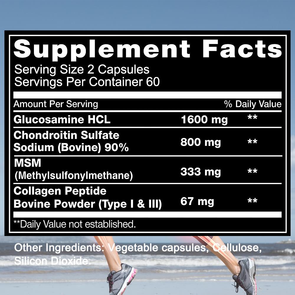 Glucosamin Nahrungsergänzungsmittel, Mit Chondroitinsulfat, Kollagenpeptid, 120 Kapseln