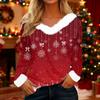 Women's T Shirt Tee Christmas Shirt Long Sleeve Party Christmas Print Collar V Neck Top