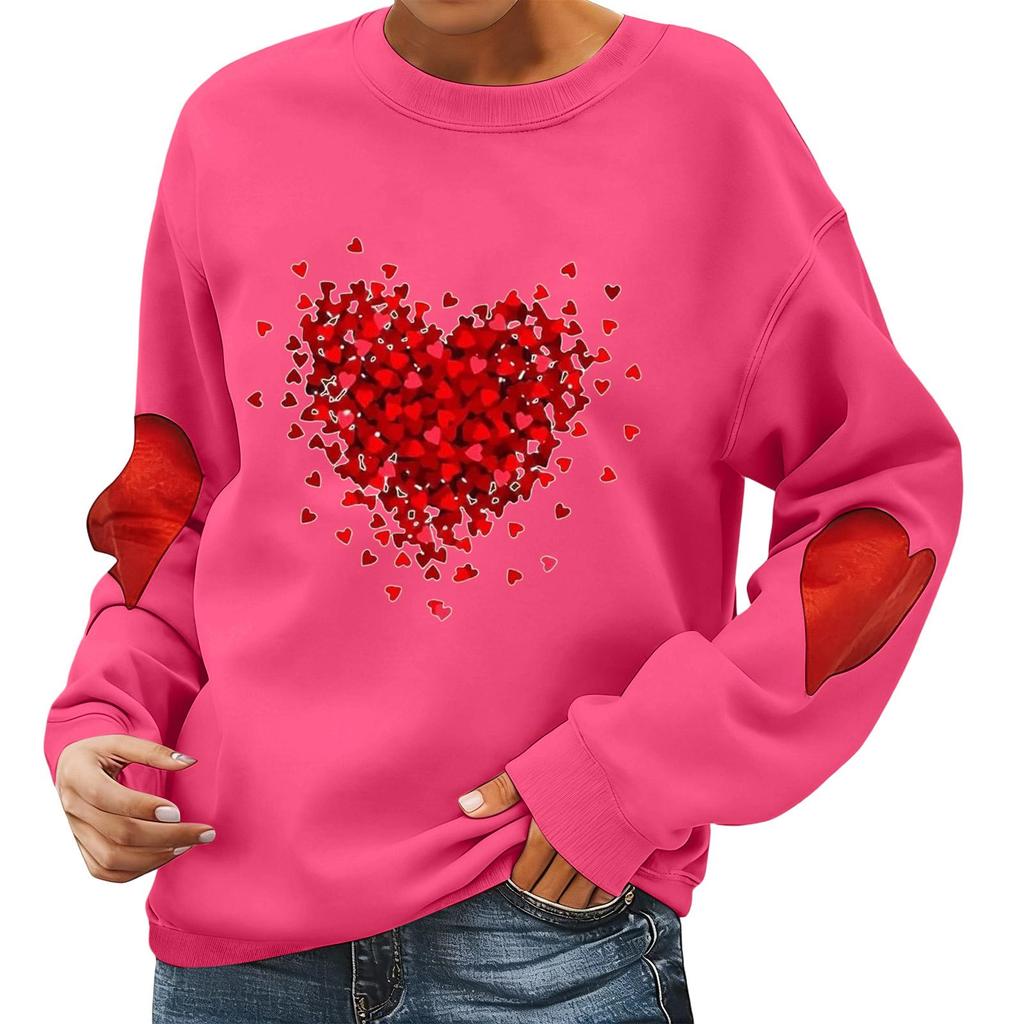 Ladies' Valentine's Day Printed Casual Long Sleeved Sports Hoodie Top