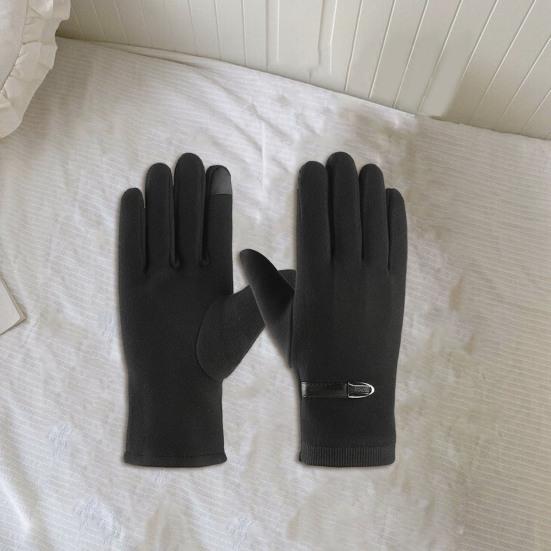 1 par varme vinterhansker Plysjfôr elastisk vindtett kaldt vær fullfinger herre berøringsskjermhansker
