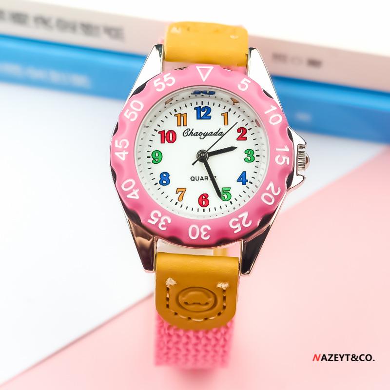 

Kids Canvas Strap Quartz Wristwatch: Breathable, Cute, and Casual Design for Boys & Girls розовый
