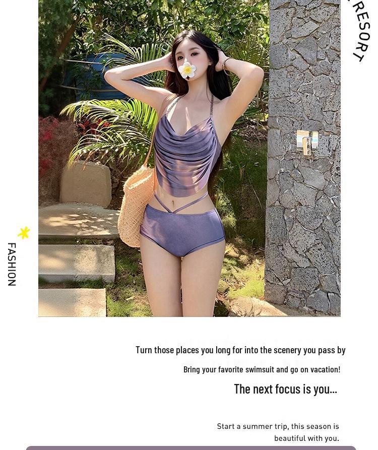Women's 2025 Push-Up Bikini Set: Three-Piece Swimsuit with Long Skirt, Underwire Support, Beach & Resort Wear.