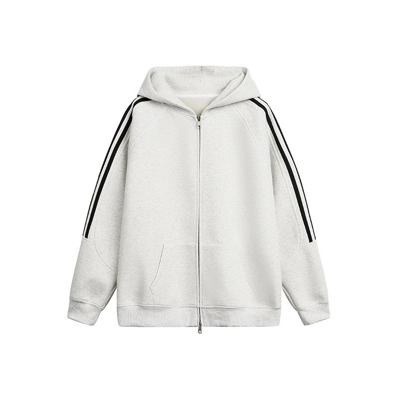 

Женская весенне-осенняя толстовка-куртка, модный полосатый базовый кардиган с капюшоном S белый