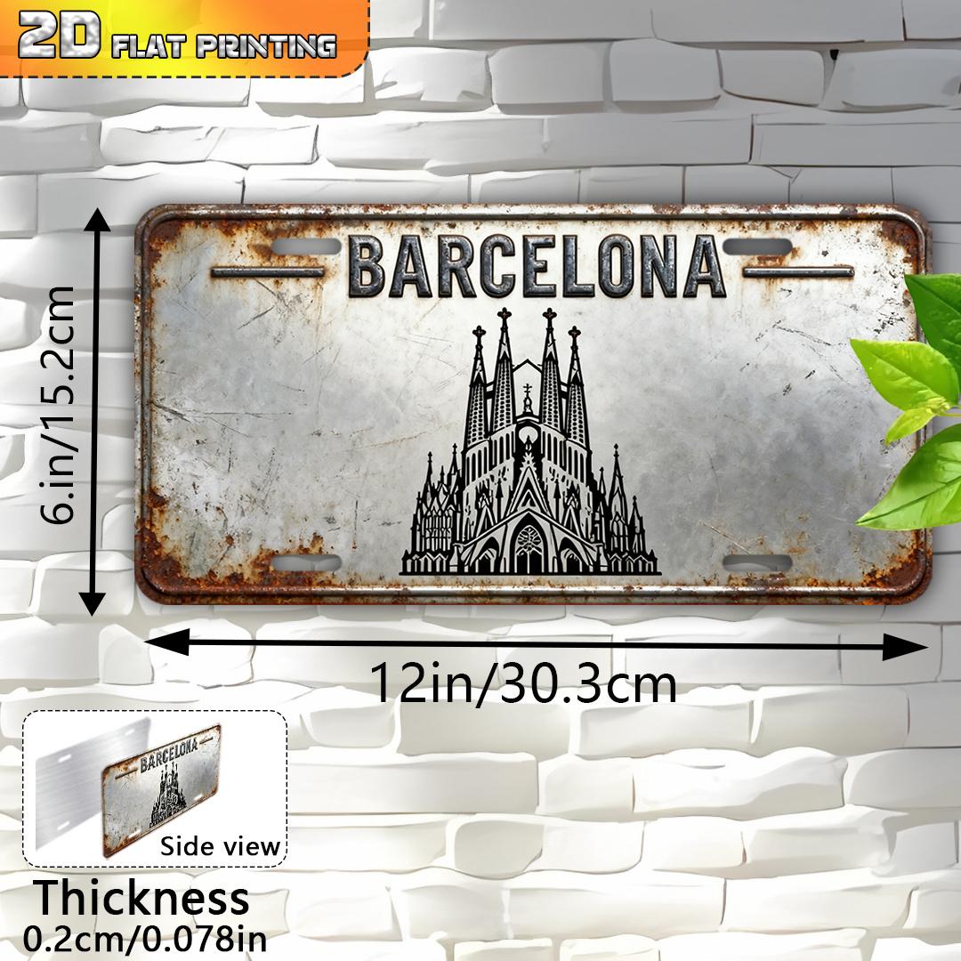 

D Flat Barcelona Sagrada Familia Metal Wall Art Sign Antoni Gaud Iconic Spanish Architecture Replica x (xcm) Cata 15x30cm(5.9x7.8inch)