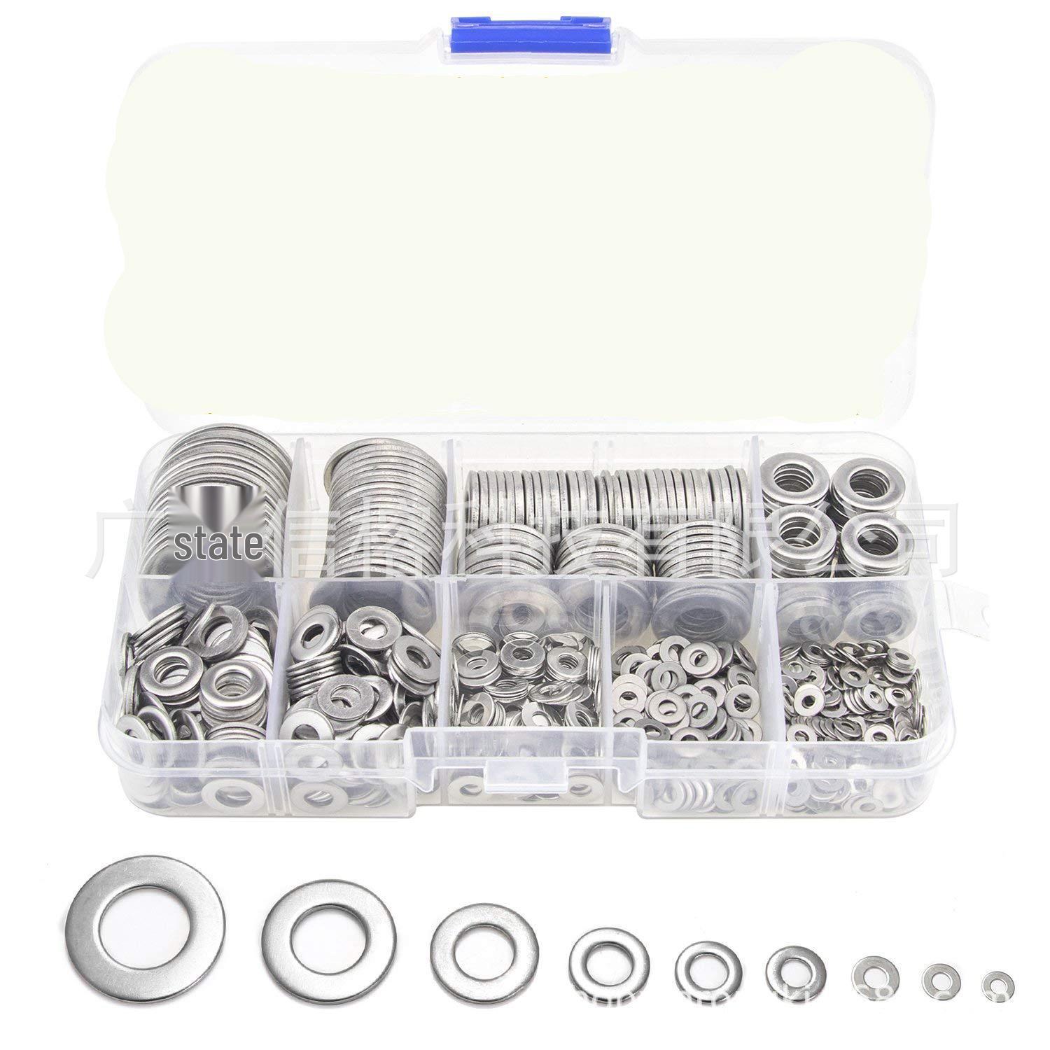 

580PCS Stainless Steel Flat Washer Set M2-M12, 304 Metal Gasket Assortment