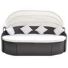 Outdoor Lounge Bed with Canopy Poly Rattan Brown