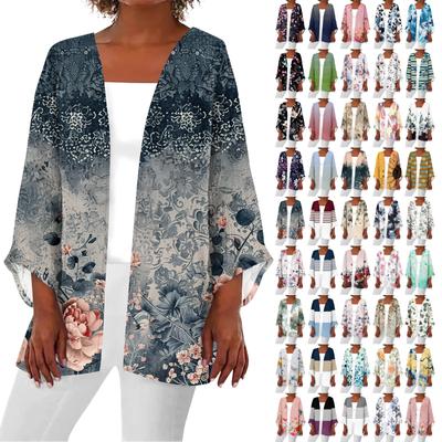 Lässiger, modischer, bedruckter, leichter, mittellanger Jacken-Cardigan für Damen