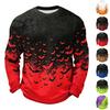 Men's Knit Long Sleeve Crewneck T-Shirt with Halloween Print for Casual Wear