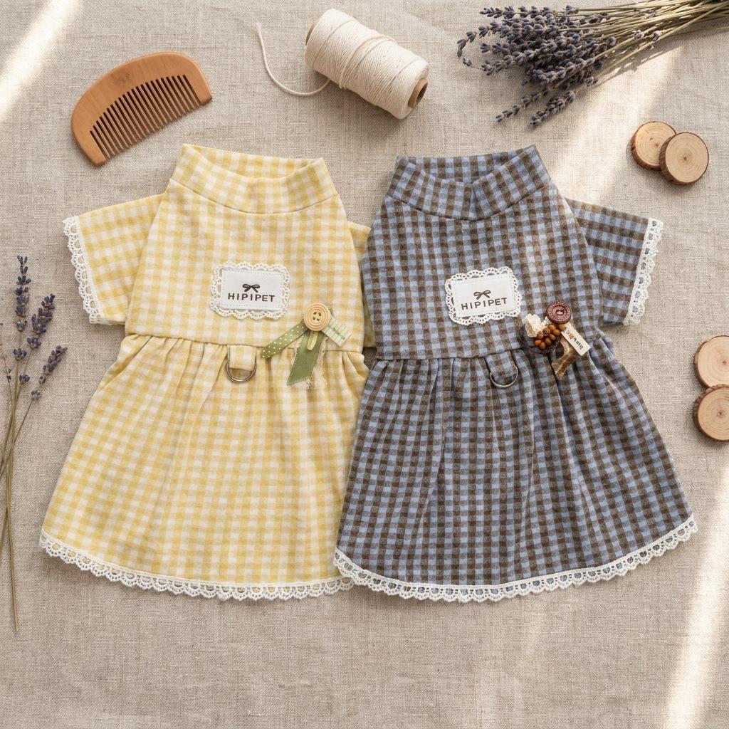Autumn and winter home bottoming shirt two feet medium and small dog lace dog clothes cat clothes skirt tractable