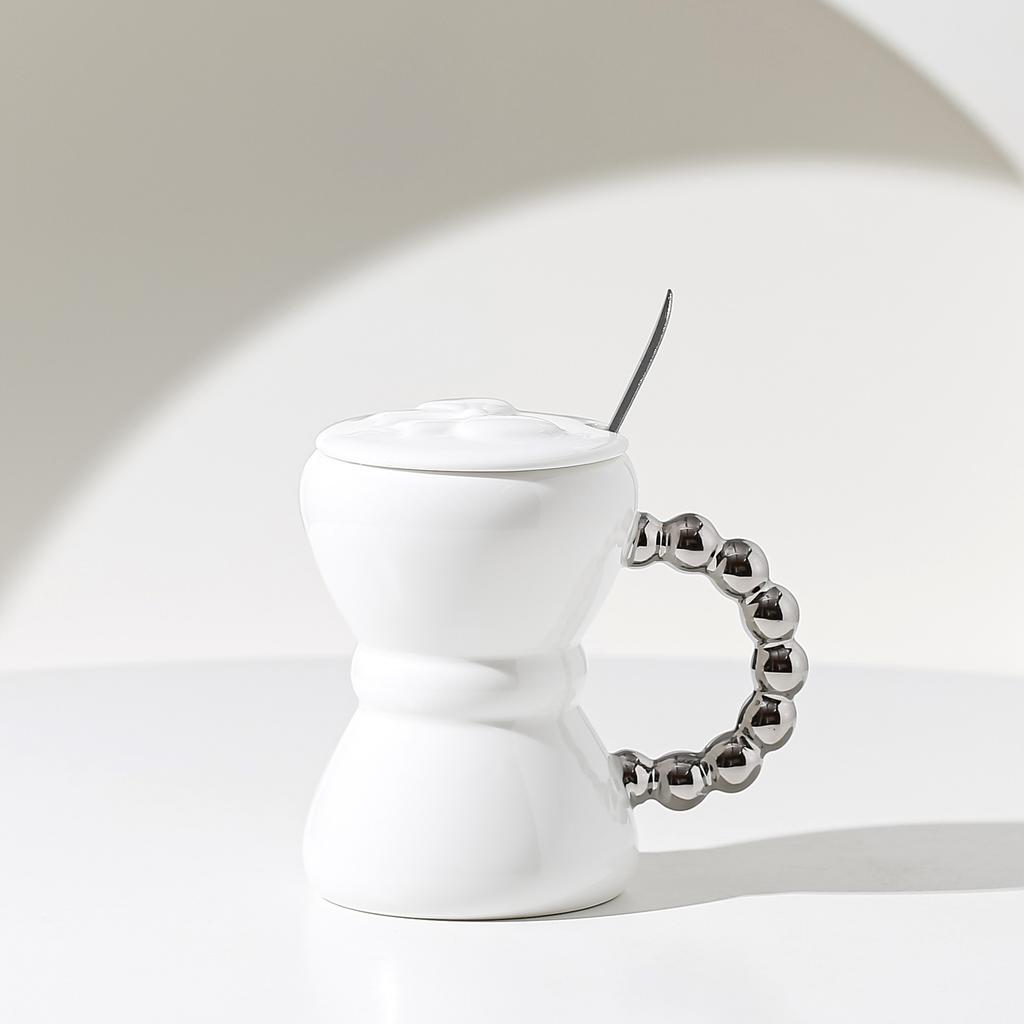 Lekki luksusowy kubek ceramiczny z pokrywką łyżeczką torebką z kokardą kubek do kawy kubek do picia dla pary kubek biurowy gospodarstwa domowego szczelny