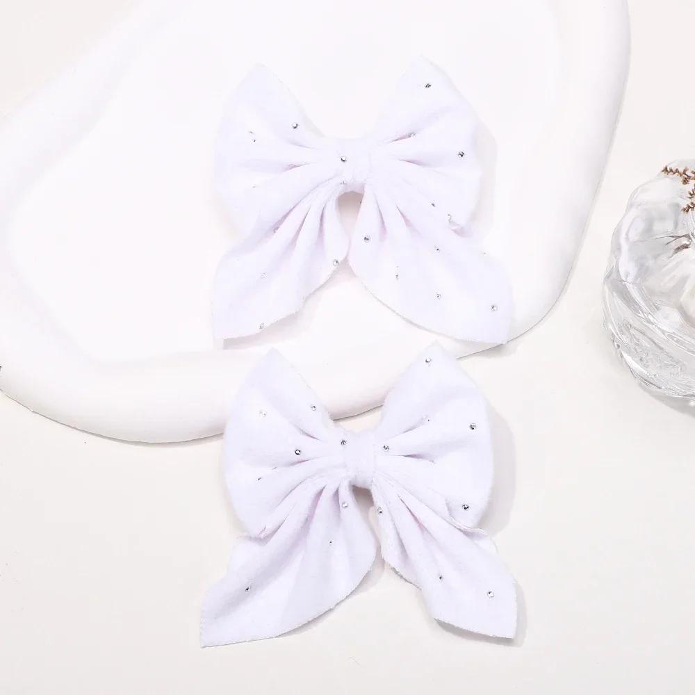 LOVEKIKI 2Pcs Starry Dots Red Velvet Bow Hair Pins Hair Clips Kids Girls Fashion Barrettes Ponytail Holder Headwear Accessories