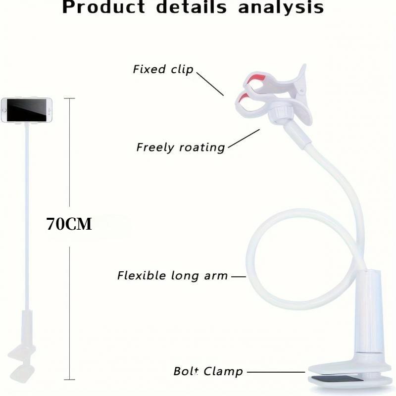 Lazy Bedside Držák pro stolní mobilní telefon Flexibilní husí krk s dlouhou paží Držák pro líného člověka s rukojetí Živá konzola nad hlavou