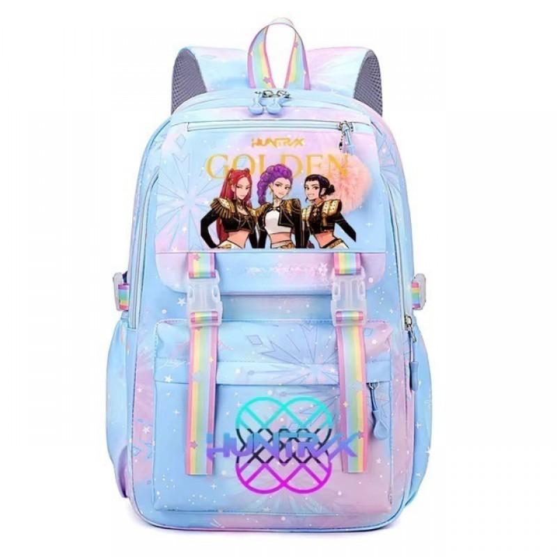 תרמיל בית ספר מצויר בהשראת K-Pop לבנות, תלמידי יסודי, קיבולת גדולה, קל משקל, תיק ניילון עם רצועות כרית אוויר