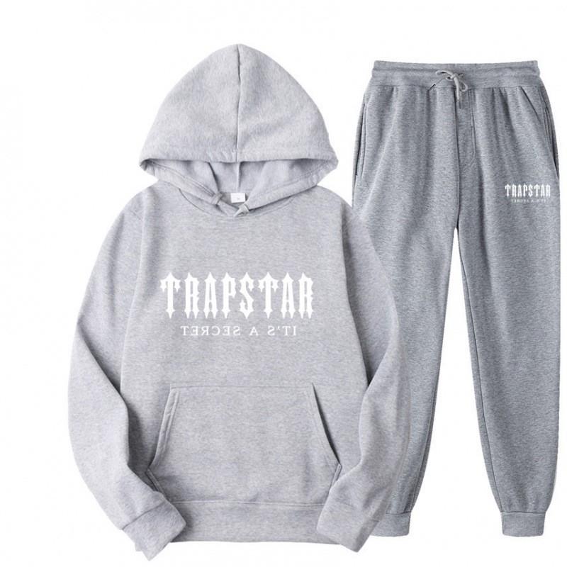 TRAPSTAR Print Womens Tracksuit Fleece Hoodie Set Loose Casual Streetwear