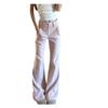 2024 Women's Pink High-Waisted Slimming Micro-Flared Fleece-Lined Casual Winter Pants